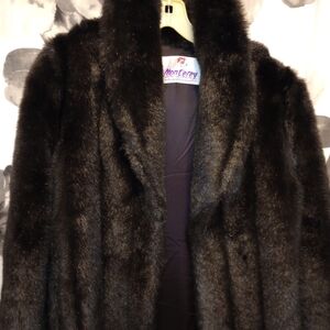Monterey Gorgeous Pelted Black Mink Faux Fur Coat. Shiny. Looks Like Real Mink